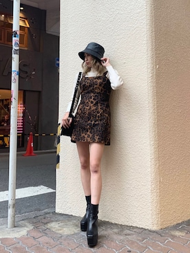 「162cm」｜「アイテム（帽子）」を使った、AKARIさん（レディース・162cm）の秋コーディネート