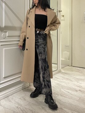 「厚底」｜「アイテム（その他アウター）」を使った、AKARIさん（レディース・162cm）の冬コーディネート