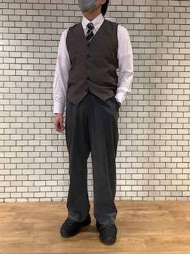 「アイテム（ビジネスシャツ）」を使った、BRICK HOUSE by Tokyo Shirts 新宿サブナード店さん（メンズ・164cm）の秋コーディネート