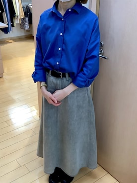 「えり抜きシャツ」｜BRICK HOUSE シャツ工房 長崎夢彩都店さん（レディース・154cm）の春コーディネート