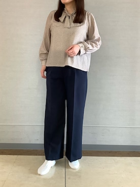 「オフィスカジュアル」｜BRICK HOUSE シャツ工房 長崎夢彩都店さん（レディース・162cm）の夏コーディネート