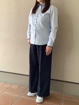 「アイテム（ビジネスシャツ）」を使った、BRICK HOUSE シャツ工房 長崎夢彩都店さん（レディース・161cm）の秋コーディネート