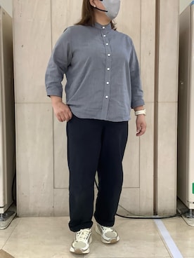 「TOKYO SHIRTS（トウキョウシャツ）の【Pitta Re:)】ふわっとガーゼシャツ レギュラーシルエット 七分袖 綿100% レディース カジュアルシャツ（シャツ/ブラウス、グレー系）」を使った、BRICK HOUSE シャツ工房 長崎夢彩都店さん（レディース・145cm）の春コーディネート