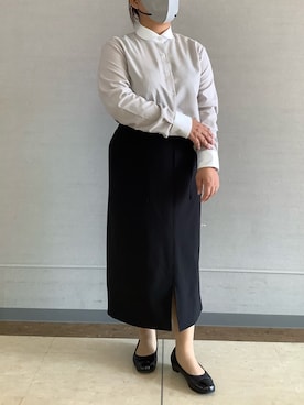 「アイテム（ビジネスシャツ、ベージュ系）」を使った、BRICK HOUSE シャツ工房 長崎夢彩都店さん（レディース・145cm）の秋コーディネート