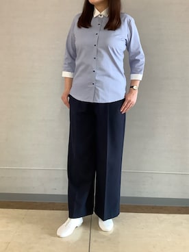 「オフィスカジュアル」｜BRICK HOUSE シャツ工房 長崎夢彩都店さん（レディース・162cm）の夏コーディネート