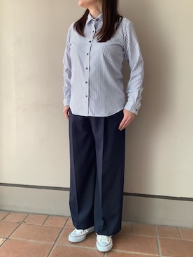 「アイテム（ビジネスシャツ）」を使った、BRICK HOUSE シャツ工房 長崎夢彩都店さん（レディース・162cm）の秋コーディネート