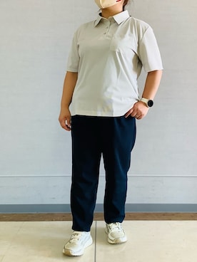 「TOKYO SHIRTS（トウキョウシャツ）の半袖ポロシャツ レディース（ビジネスシャツ、ベージュ系）」を使った、BRICK HOUSE シャツ工房 長崎夢彩都店さん（レディース・145cm）の夏コーディネート