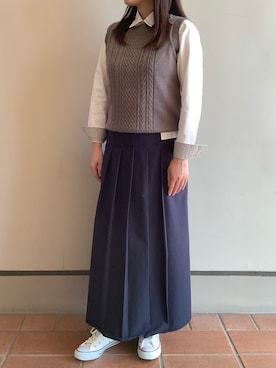 「アイテム（ビジネスシャツ）」を使った、BRICK HOUSE シャツ工房 長崎夢彩都店さん（レディース・162cm）の秋コーディネート