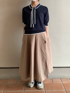 「ボウタイブラウス」｜BRICK HOUSE シャツ工房 長崎夢彩都店さん（レディース・158cm）の夏コーディネート