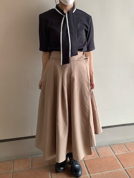 「ボウタイブラウス」｜BRICK HOUSE シャツ工房 長崎夢彩都店さん（レディース・158cm）の夏コーディネート