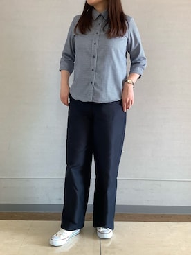 「千鳥柄」｜BRICK HOUSE シャツ工房 長崎夢彩都店さん（レディース・162cm）の春コーディネート