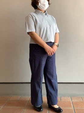 「アイテム（ビジネスシャツ）」を使った、BRICK HOUSE シャツ工房 長崎夢彩都店さん（レディース・158cm）の夏コーディネート