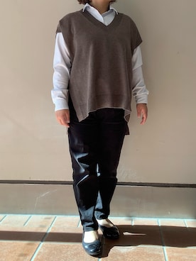 「アイテム（ビジネスシャツ）」を使った、BRICK HOUSE シャツ工房 長崎夢彩都店さん（レディース・145cm）の秋コーディネート