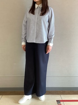 「アイテム（ビジネスシャツ）」を使った、BRICK HOUSE シャツ工房 長崎夢彩都店さん（レディース・162cm）の冬コーディネート