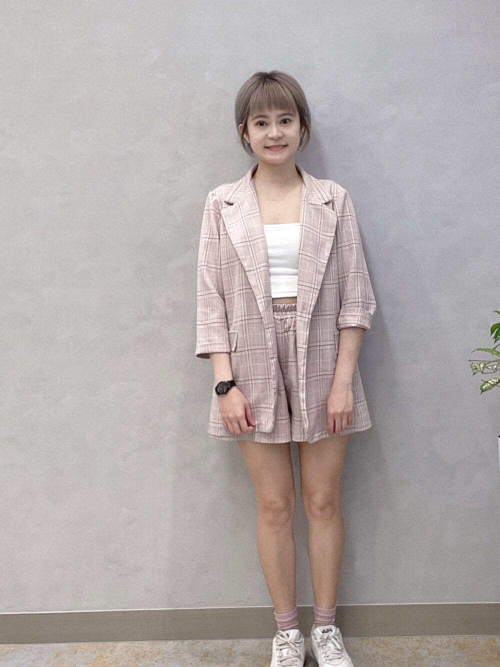 「ootd、休閒、運動搭配」｜「它牌のアイテム（トップス、ピンク系）」を使った、smile717さん（レディース・157cm）の夏コーディネートの1枚目の写真