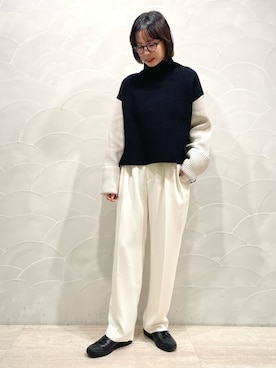 「CONVERSE TOKYO（コンバーストウキョウ）のアイテム（スラックス）」を使った、SARINAさん（レディース・168cm）の冬コーディネート