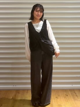 「LOWRYS FARM（ローリーズファーム）のＵＳＥＦＵＬシアープルオーバー　580950（Tシャツ/カットソー、ホワイト系）」を使った、f u m iさん（レディース・153cm）の春コーディネート