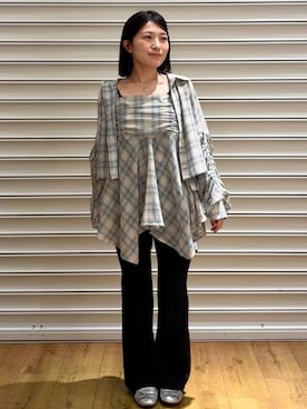 「LOWRYS FARM（ローリーズファーム）のステンレス２レンプチネックレス　496992（ネックレス、その他）」を使った、f u m iさん（レディース・153cm）の春コーディネート