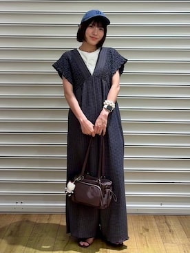 「LOWRYS FARM（ローリーズファーム）の【接触冷感】ベーシックノースリーブ　1043004（Tシャツ/カットソー、ホワイト系）」を使った、f u m iさん（レディース・153cm）の夏コーディネート