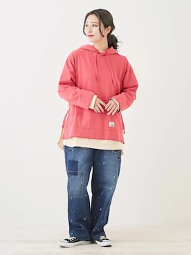 「カラー×コーデ」｜「アイテム（パーカー）」を使った、CUBE SUGARさん（レディース・156cm）の冬コーディネート