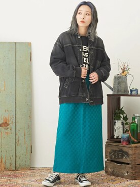 「カラー×コーデ」｜「アイテム（デニムジャケット）」を使った、CUBE SUGARさん（レディース・156cm）の秋コーディネート