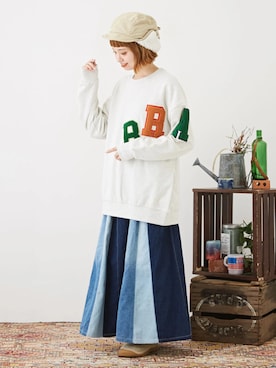 「CUBE SUGAR（キューブシュガー）のアイテム（帽子）」を使った、CUBE SUGARさん（レディース・155cm）の秋コーディネート