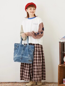 「CUBE SUGAR（キューブシュガー）のアイテム（バッグ）」を使った、CUBE SUGARさん（レディース・155cm）の秋コーディネート