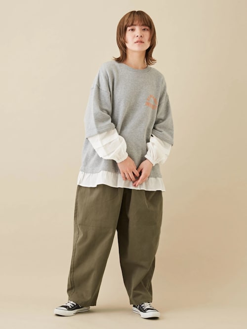 微起毛ツイルラクゆるっとパンツ