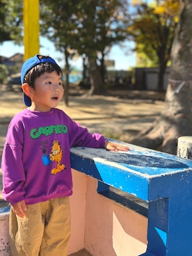 「アイテム（スウェット）」を使った、asahitsukinoさん（キッズ・90cm）の秋コーディネート