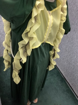 「アイテム（ワンピース/ドレス、グリーン系）」を使った、るるさん（レディース・152cm）の夏コーディネート