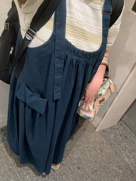 「アイテム（ジャンパースカート、ブルー系）」を使った、るるさん（レディース・152cm）の夏コーディネート