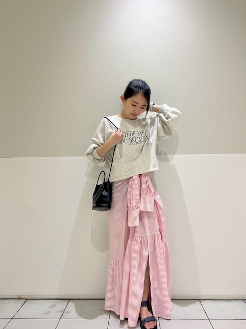 セール】ボリュームストライプシャツワンピース/リンクコーデ（シャツ