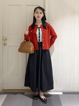 「ROPE' PICNIC（ロペピクニック）の【新色追加】メタル釦ドッキングワンピース（ワンピース）」を使った、wakanaさん（レディース・150cm）の秋コーディネート