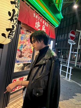 「ZARA（ザラ）のアイテム（ライダースジャケット）」を使った、honeybqueenさん（メンズ・180cm）の秋コーディネート