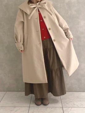 「ehka sopo（エヘカソポ）のアイテム（その他アウター）」を使った、🧶yuna🧶さん（レディース・157cm）の秋コーディネート