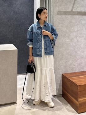 「アイテム（デニムジャケット）」を使った、nonko1996さん（レディース・155cm・20代）の夏コーディネート