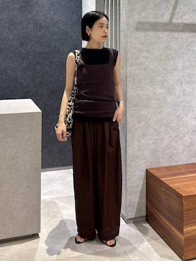 「アイテム（その他トップス、ブラウン系）」を使った、nonko1996さん（レディース・155cm）の夏コーディネート