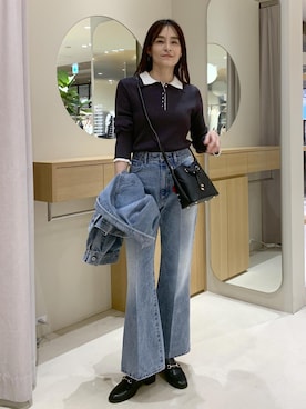 「VIS（ビス）のアイテム（パンツ）」を使った、Etsukoさん（レディース・165cm）の冬コーディネート