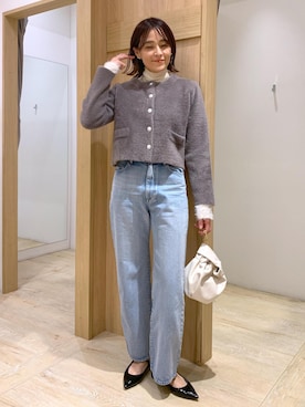 「VIS（ビス）の袖フェザーシアータートルニット（ニット/セーター）」を使った、Etsukoさん（レディース・165cm）の秋コーディネート