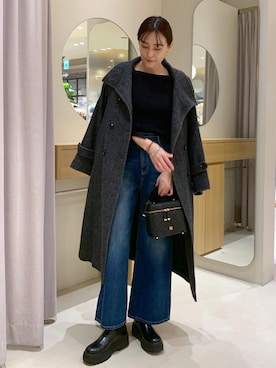 「アイテム（チェスターコート）」を使った、Etsukoさん（レディース・165cm・40代）の冬コーディネート