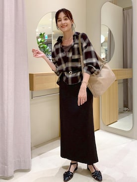 「VIS（ビス）の【セットアップ対応】Iラインスリットスカート（スカート）」を使った、Etsukoさん（レディース・165cm・40代）の夏コーディネート