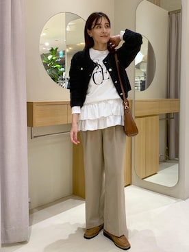 「アイテム（ローファー）」を使った、Etsukoさん（レディース・165cm・40代）の秋コーディネート