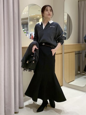 「VIS（ビス）のアイテム（アクセサリー）」を使った、Etsukoさん（レディース・165cm）の冬コーディネート