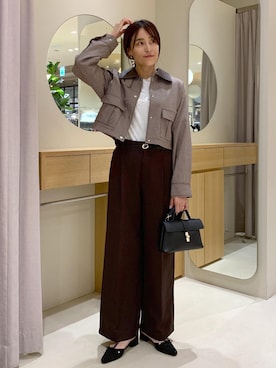 「アイテム（カバーオール）」を使った、Etsukoさん（レディース・165cm）の秋コーディネート