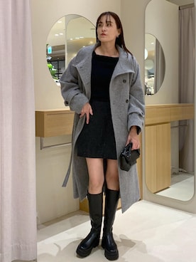 「アイテム（チェスターコート）」を使った、Etsukoさん（レディース・165cm・40代）の冬コーディネート