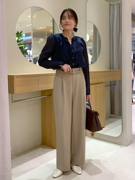 「アイテム（ヘアピン）」を使った、Etsukoさん（レディース・165cm）の秋コーディネート