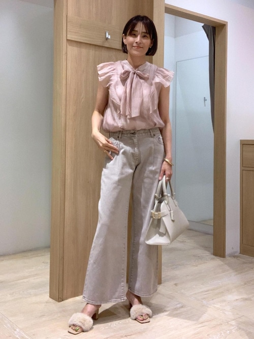 主役級!華やぎシアーシャイニーボウタイフリルブラウス【前後 主役級!華やぎシアーシャイニーボウタイフリルブラウス【前後