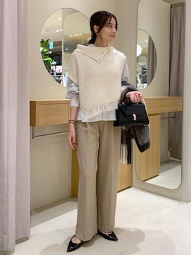 「アイテム（ベスト）」を使った、Etsukoさん（レディース・165cm・40代）の秋コーディネート