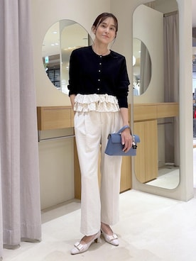 「Juze（ジュゼ）のハートカットリボンパンプス（パンプス、ベージュ系）」を使った、Etsukoさん（レディース・165cm）の秋コーディネート