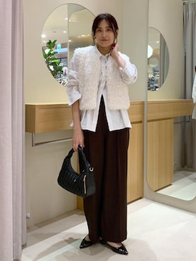 「アイテム（ヘアアクセサリー）」を使った、Etsukoさん（レディース・165cm・40代）の秋コーディネート